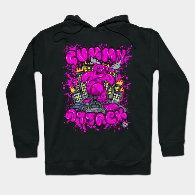 Attack of the Gummybear Pink Hoodie by GeryArts